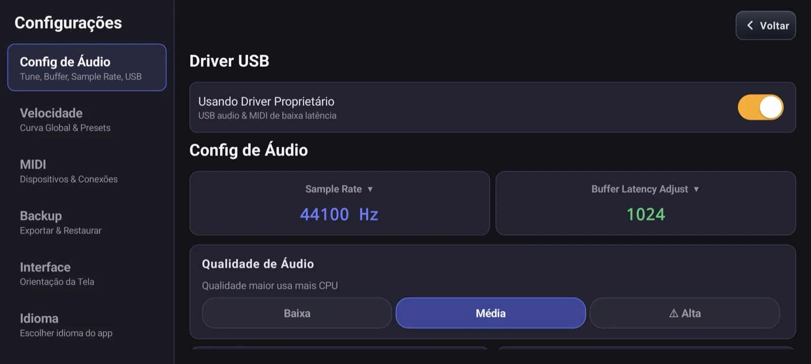 Driver USB Proprietário